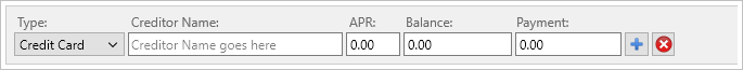 Data Entry Panel - Add mode