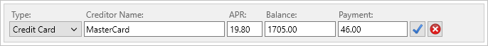 Data Entry Panel - Edit mode
